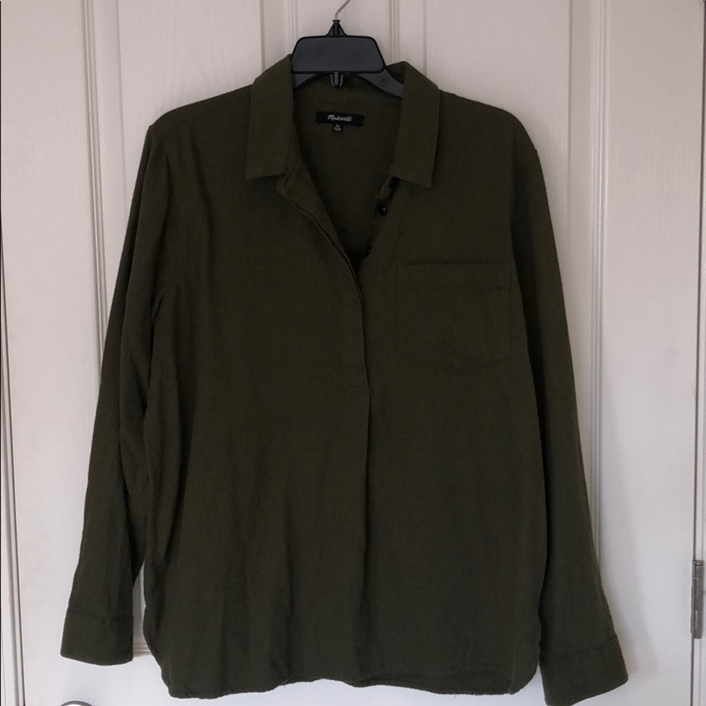 Madewell half button front button back top sz xl